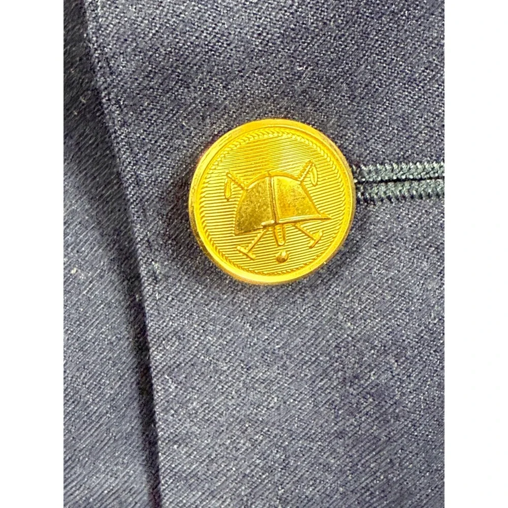 VTG Polo Ralph Lauren Navy Blue Virgin Wool Blazer Gold Crest Buttons 40R Italy - Picture 2 of 10